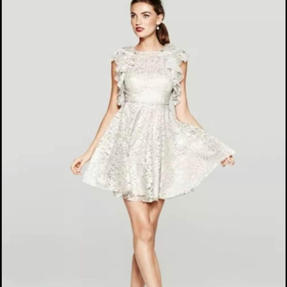 $368 NWT BCBG MAXAZRIA CYNTHIA Knit Cocktail Dress SIlver Size 10